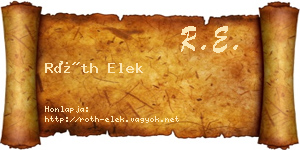 Róth Elek névjegykártya